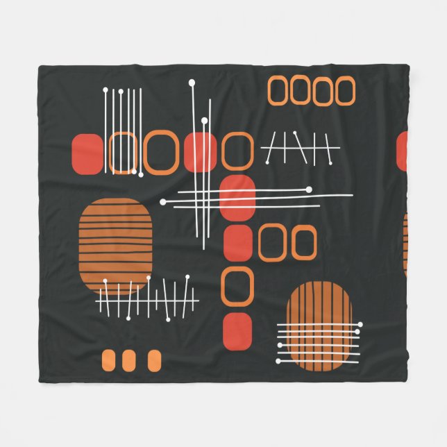 Cobertor De Velo Abstrato de atômica Laranja Preto Queimado (Frente (Horizontal))