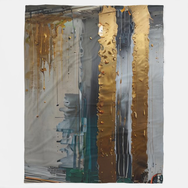 Cobertor De Velo Abstrato de Elegância Moderna Dourada (Frente)