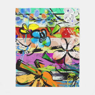 Cobertor De Velo Abstrato de Flores, Composição de Linhas Geométric
