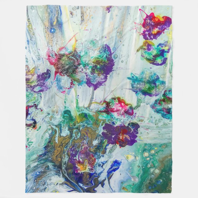 Cobertor De Velo Abstrato de jardim de beija-flores (Frente)