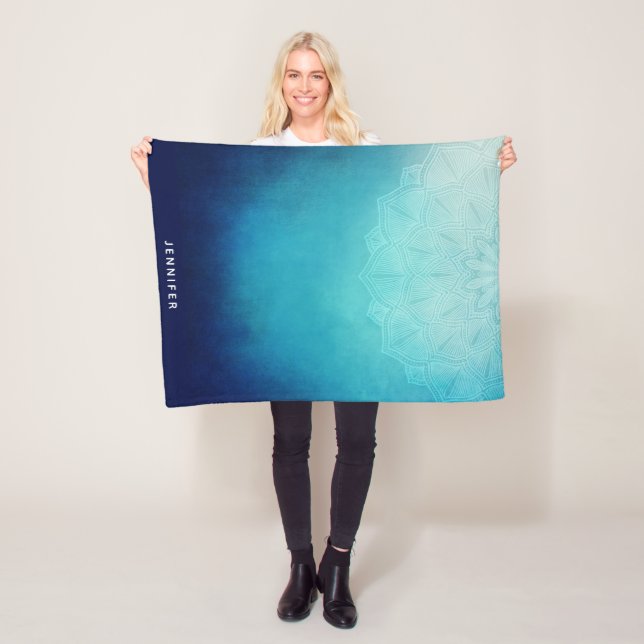 Cobertor De Velo Abstrato de Mandala Azul bonito (In Situ)