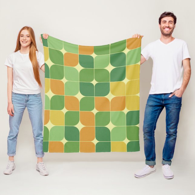 Cobertor De Velo Abstrato de meio século do verde laranja (In Situ)