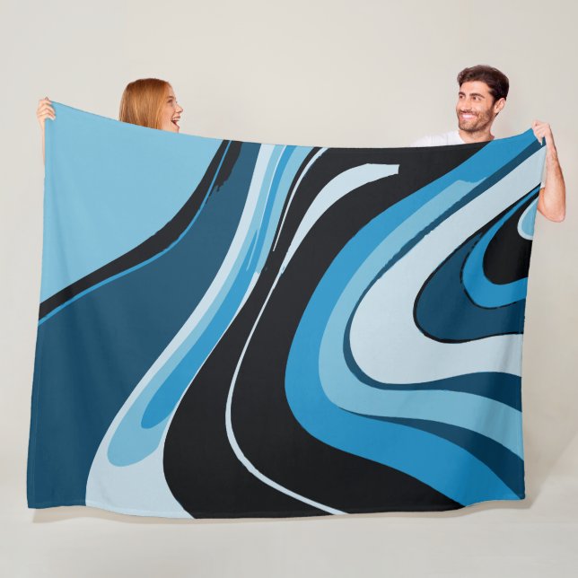 Cobertor De Velo Abstrato de Ondas Azuis (In Situ)
