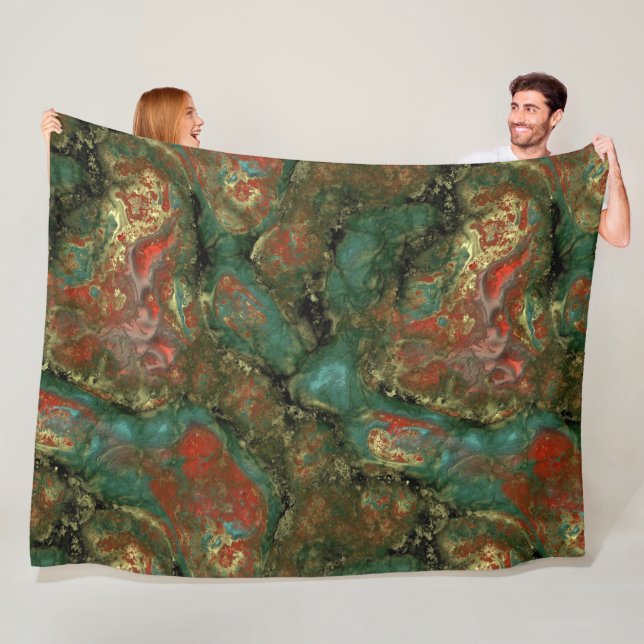Cobertor De Velo Abstrato de Pedra Vermelha, Negra e Turquesa (In Situ)