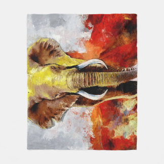 Cobertor De Velo Abstrato de pintura de óleo de elefante moderno