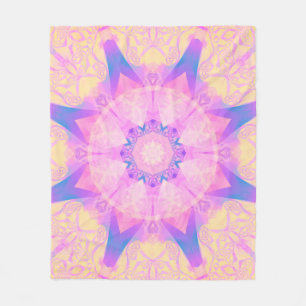 Cobertor De Velo Abstrato digital retro mandala. Flor brilhante. Be