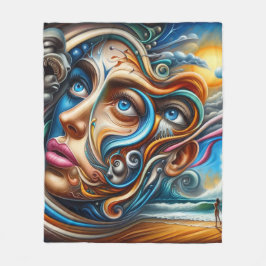 Cobertor De Velo Abstrato Dreamscape Ocean Serenity & Cosmic Wonder