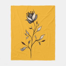 Cobertor De Velo Abstrato Elegante de Flor Amarelo