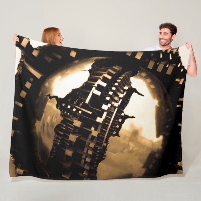 Cobertor De Velo Abstrato esférico Dourado rosa (In Situ)