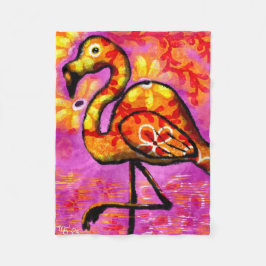 Cobertor De Velo Abstrato Flamingo Floral Amarelo