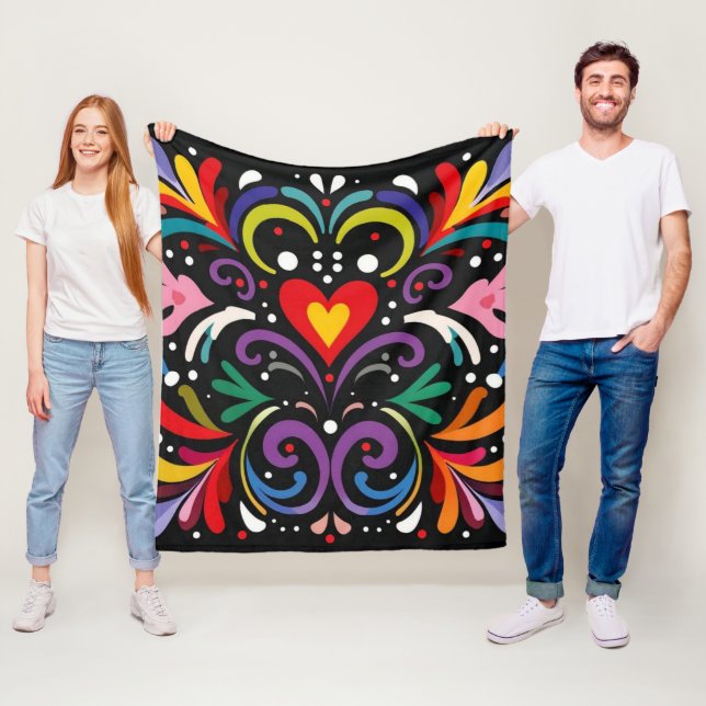 Cobertor De Velo Abstrato floral colorido vibrante (In Situ)