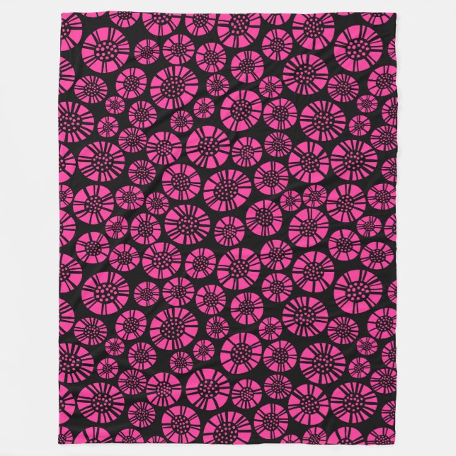 Cobertor De Velo Abstrato Flores 031023 - Hot Pink (Frente)