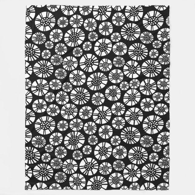 Cobertor De Velo Abstrato Flores 031023 - White on Black (Branco so (Frente)