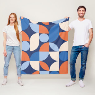 Cobertor De Velo Abstrato Geométrico Padrão Laranja Azul
