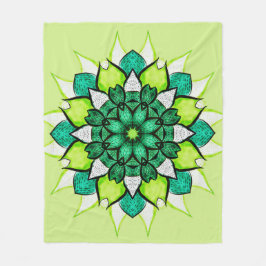 Cobertor De Velo Abstrato Green Boho Floral Mandala