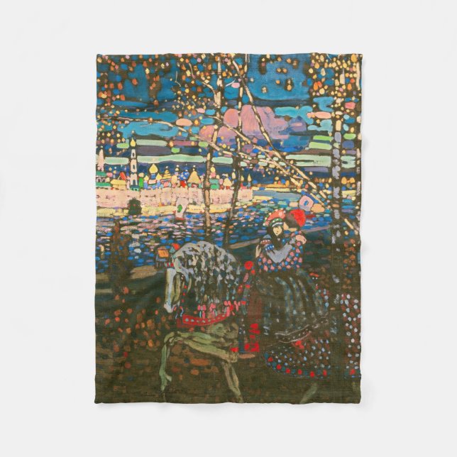 Cobertor De Velo Abstrato Kandinsky Casal Anel Colorido (Frente)