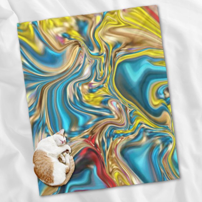 Cobertor De Velo abstrato marble espirra azul-azul-turquesa-lacrime (abstract marble swirls yellow teal turquoise blue fleece blanket)