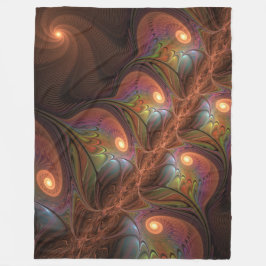 Cobertor De Velo Abstrato Marrom Trippy Fractal Fluorescente Colori