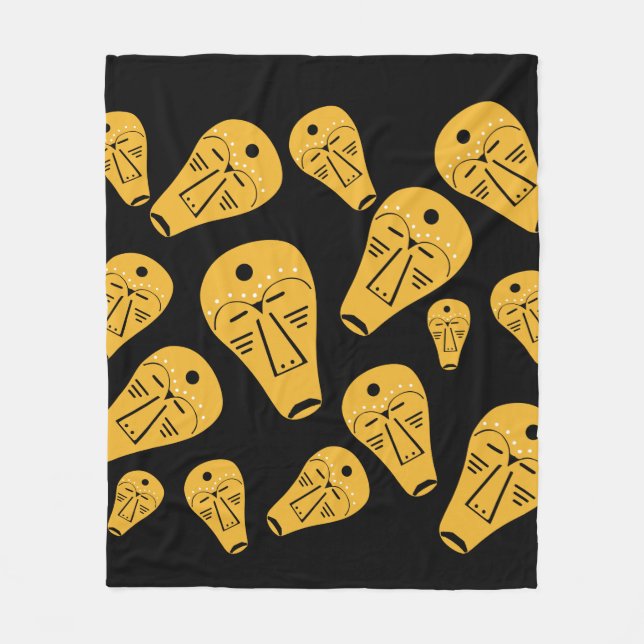 Cobertor De Velo Abstrato Máscara tribal aborígena (Frente)