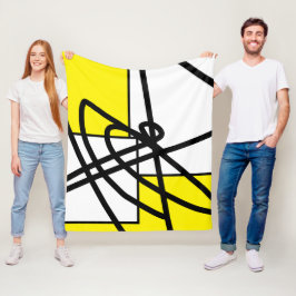 Cobertor De Velo Abstrato Minimalismo Linha Cinza Negra Amarela