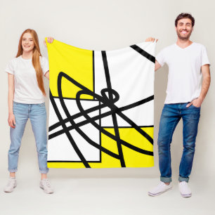 Cobertor De Velo Abstrato Minimalismo Linha Cinza Negra Amarela