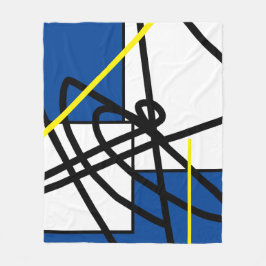 Cobertor De Velo Abstrato Minimalismo Linha Preto Azul Amarelo Amar