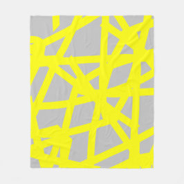 Cobertor De Velo Abstrato Minimalismo Linhas Amarelas Cinza Cobertu