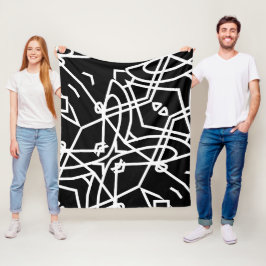 Cobertor De Velo Abstrato Minimalismo Linhas Brancas Pretas