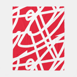 Cobertor De Velo Abstrato Minimalismo Linhas Brancas Vermelhas