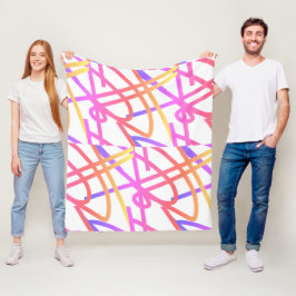Cobertor De Velo Abstrato Minimalismo Linhas Rosa Púrpuras em Abert