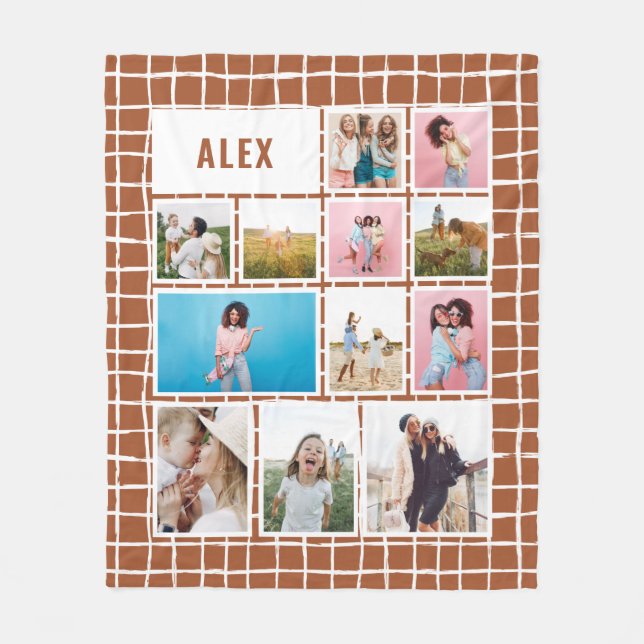 Cobertor De Velo Abstrato mínimo fotográfico moderno da grade terra (Frente)