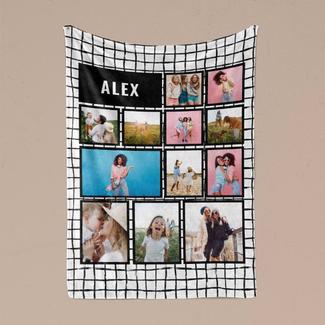 Cobertor De Velo Abstrato mínimo fotográfico preto branco 12 fotogr (Criador carregado)