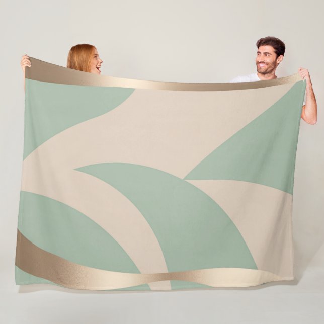 Cobertor De Velo Abstrato moderno Beige Green Dourado (In Situ)