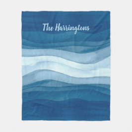 Cobertor De Velo Abstrato Onda o nome personalizado borda