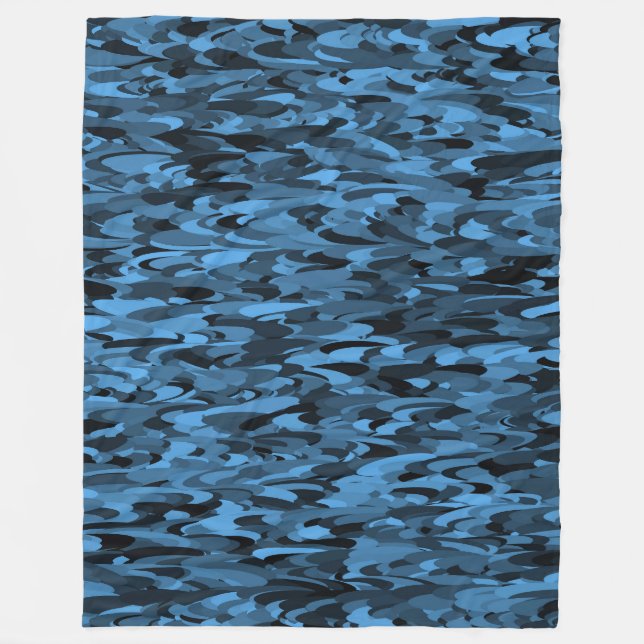 Cobertor De Velo Abstrato - Padrão Azul Preto (Frente)