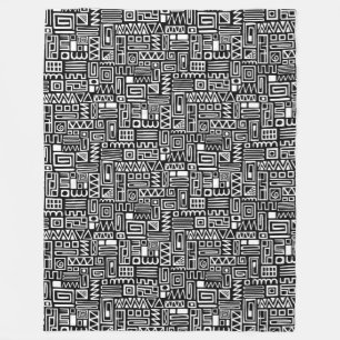 Cobertor De Velo Abstrato Pattern 110122 - White on Black Throw Pil