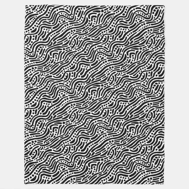 Cobertor De Velo Abstrato Pattern 110523 - Preto e Branco (Frente)