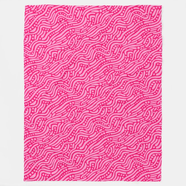Cobertor De Velo Abstrato Pattern 110523 - Rosa e Neon Red (Frente)