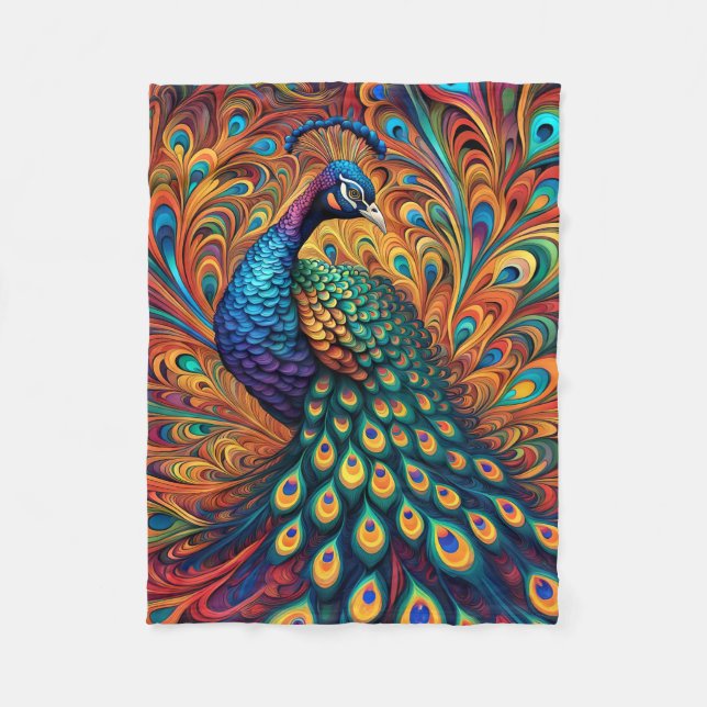COBERTOR DE VELO ABSTRATO PEACOCK BLANKET (Frente)