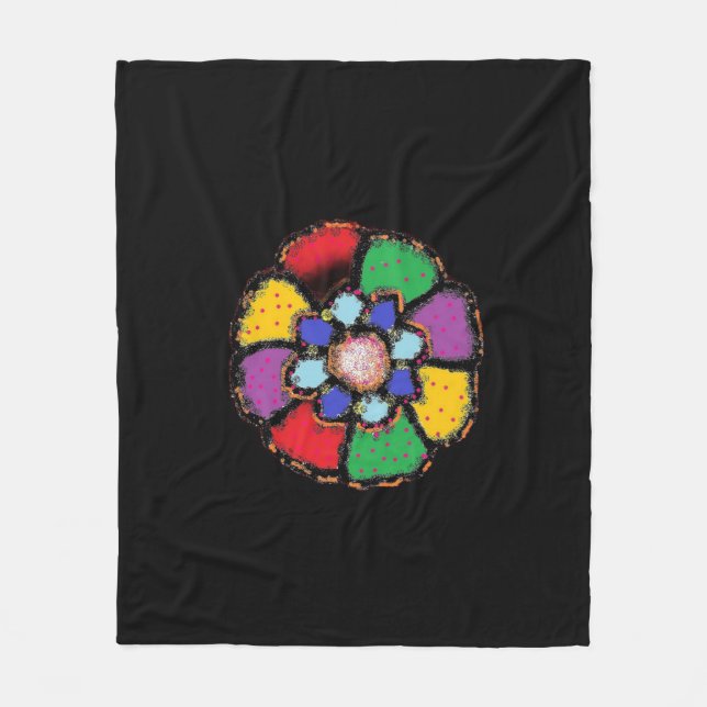 COBERTOR DE VELO ABSTRATO PETAL FLOWER DESIGN NEGRO - ANTECEDENTES (Frente)
