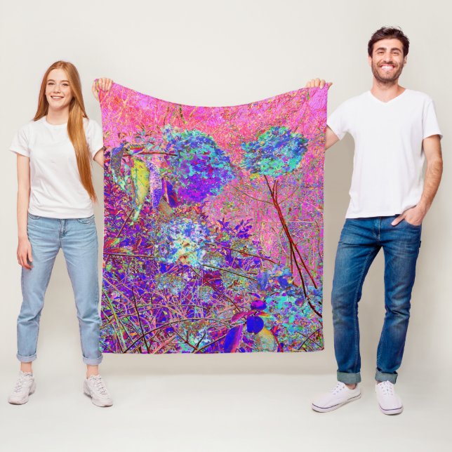 Cobertor De Velo Abstrato púrpura e azul-hidrangea com magenta (In Situ)