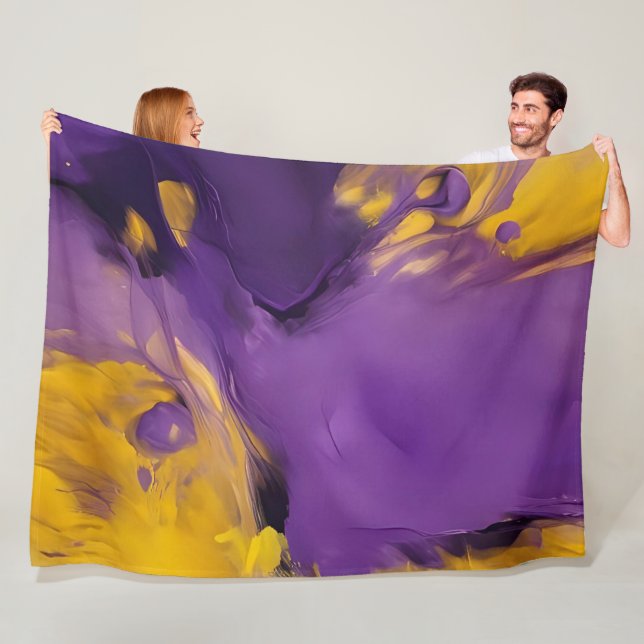 Cobertor De Velo Abstrato Roxo e Dourado (In Situ)