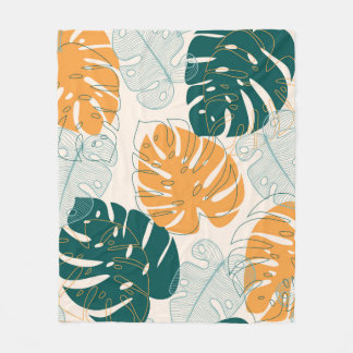 Cobertor De Velo Abstrato sem costura com folhas tropicais e
