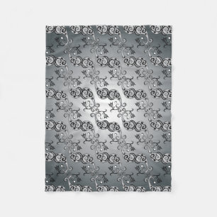 Cobertor De Velo Abstrato Silver e Tulipas Negras Padrão Botek