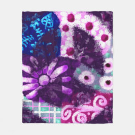 Cobertor De Velo Abstrato - Sinal de Paz Hippie Art Purple Azul