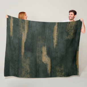 Cobertor De Velo Abstrato Suave Matiz Verde Profundo e Dourado