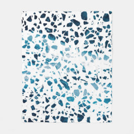 Cobertor De Velo Abstrato Terrazzo Mosaico Marinho e padrão azul cl