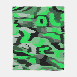 Cobertor De Velo Abstrato Verde e Preto