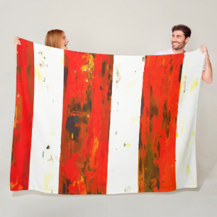 Cobertor De Velo Abstrato Vermelho e White Stripe