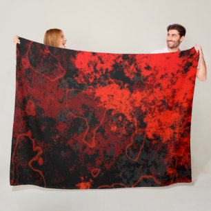 Cobertor De Velo Abstrato vermelho, preto e Cinza